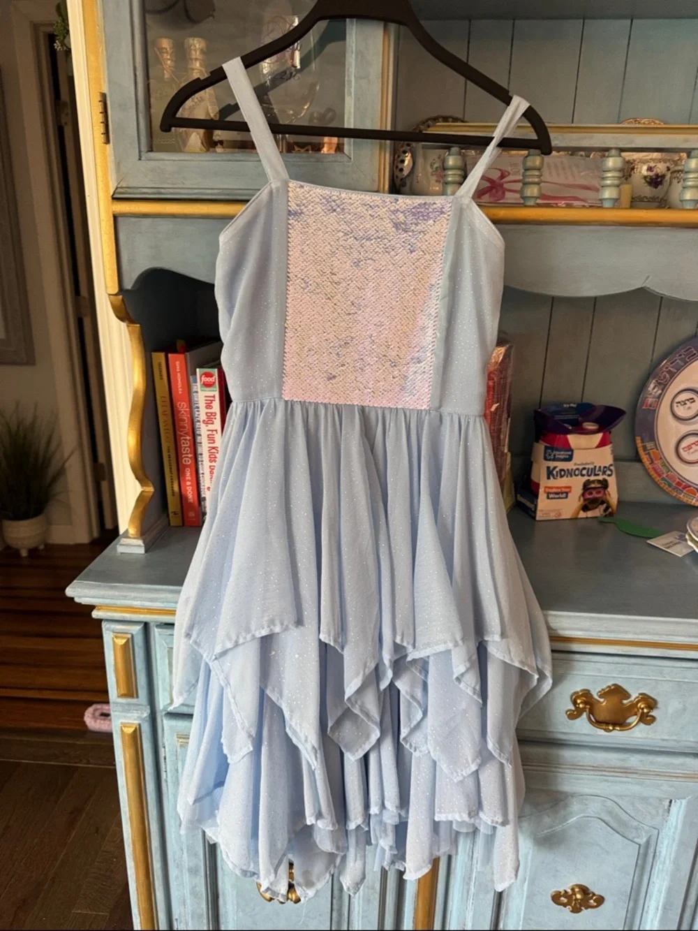 Justice Light Blue Girls' Party Dress with Sequined Bodice
